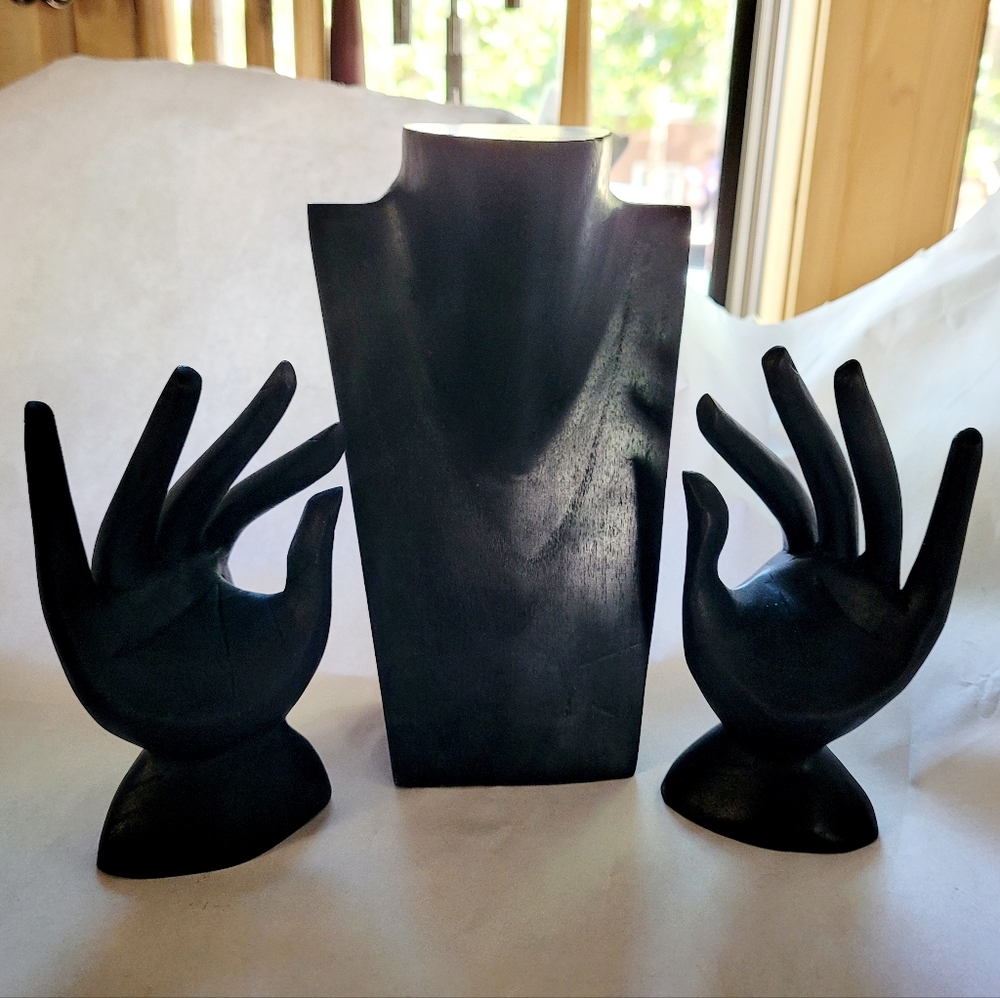 Black Hardwood Jewelry Display Set